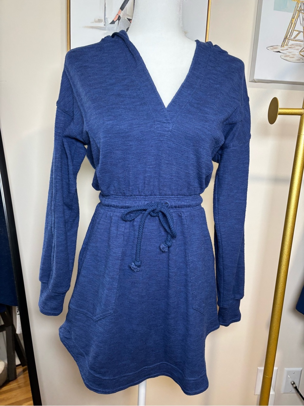 Daily practice Women's Hooded Knit Tie-Waist Dress - Navy